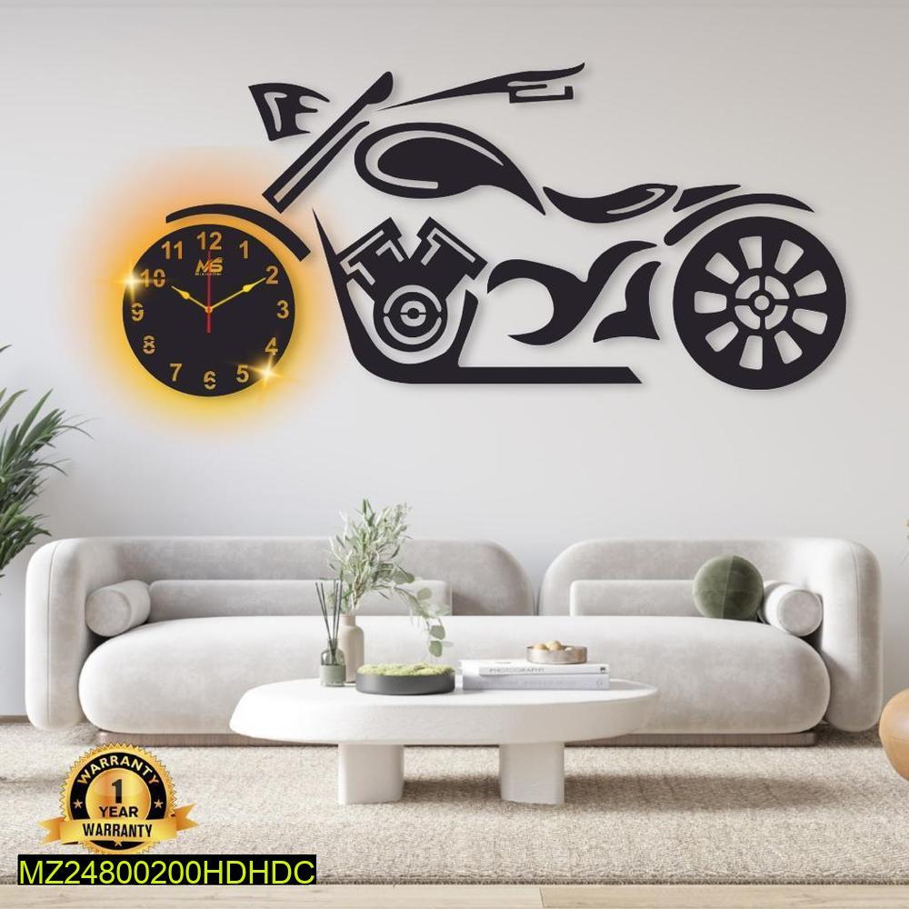 Motorbike Design Laminated Wall Clock With Back Iight